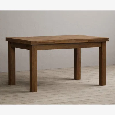 Oak&More Hampshire 140cm Rustic Solid Oak Extending Dining Table
