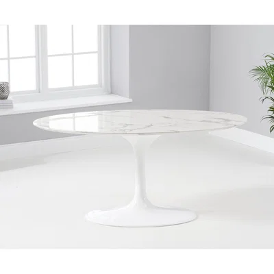 Oak&More Brighton 160cm Marble Oval White Dining Table