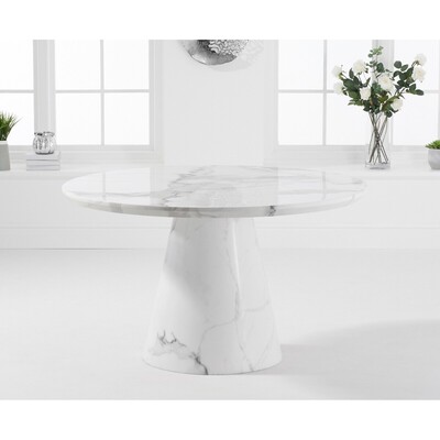 Oak&More Ravello 130cm Round White Marble Dining Table