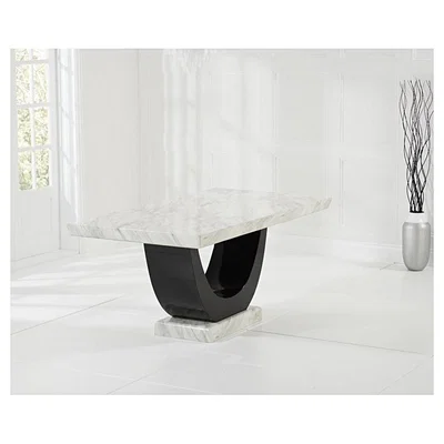 Oak&More Ex-display Raphael 170cm Cream and Black Pedestal Marble Dining Table