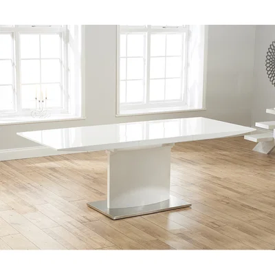 Oak&More Hailey 160cm White High Gloss Extending Dining Table