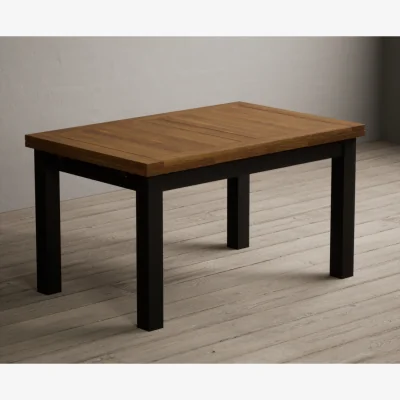 Oak&More Extending Buxton 140cm Oak and Black Painted Dining Table