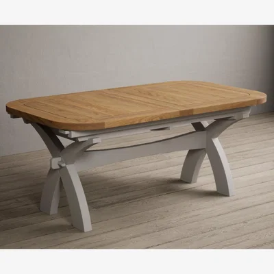 Oak&More Atlas 180cm Oak and Soft White Painted Extending Dining Table
