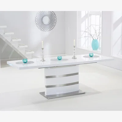 Oak&More Extending  Vicenza 160cm White High Gloss Dining Table