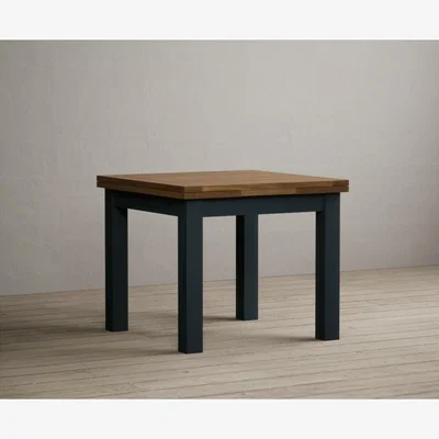 Oak&More Hampshire 90cm Oak and Dark Blue Painted Extending Dining Table