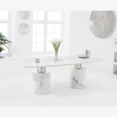 Oak&More Antonio 220cm White Marble Dining Table