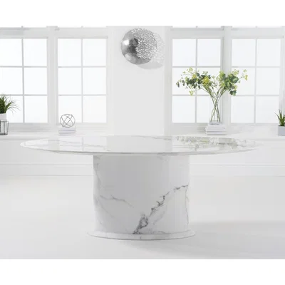 Oak&More Colby 200cm White Oval Marble Dining Table