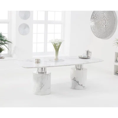 Oak&More Antonio 220cm White Marble Dining Table
