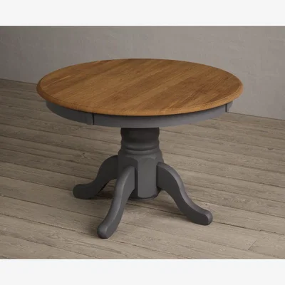 Oak&More Hertford Oak and Charcoal Grey Painted Extending Pedestal Dining Table