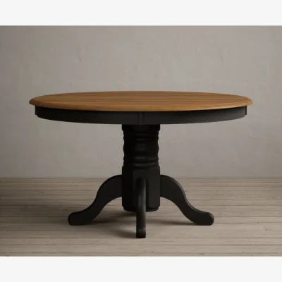 Oak&More Hertford 120cm Fixed Top Oak and Black Painted Dining Table