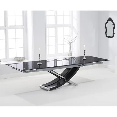 Oak&More Hilton 210cm Extending Black Glass Dining Table