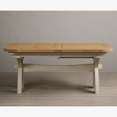Oak&More Extending Atlas 180cm Oak and Cream Painted Dining Table