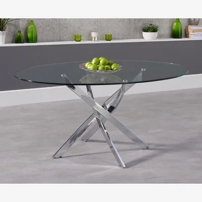 Oak&More Bernini 165cm Oval Glass Dining Table