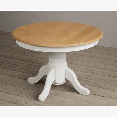Oak&More Hertford Oak and Signal White Painted Extending Pedestal Dining Table