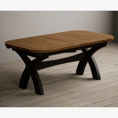 Oak&More Extending Olympia 180cm Oak and Black Painted Dining Table