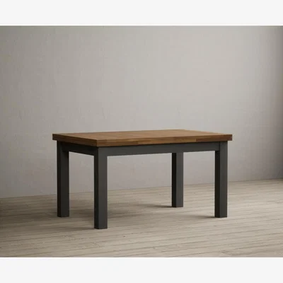 Oak&More Hampshire 140cm Oak and Charcoal Grey Painted Extending Dining Table