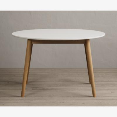Oak&More Nordic 120cm Round Solid Oak and Signal White Painted Dining Table