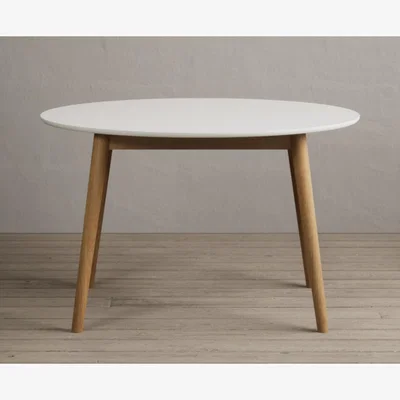 Oak&More Nordic 120cm Round Solid Oak and Signal White Painted Dining Table