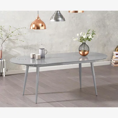 Oak&More Extending Veneti Light Grey High Gloss Dining Table