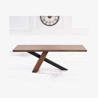 Oak&More Michigan 180cm Rustic Oak and Metal Black Leg Industrial Dining Table