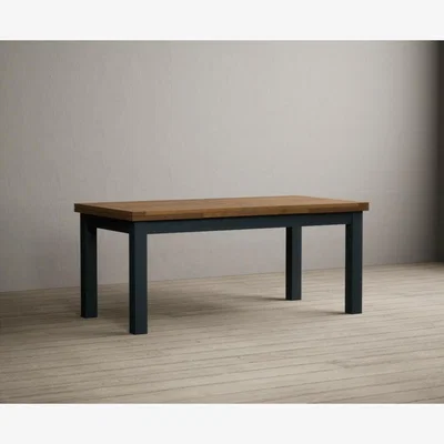 Oak&More Hampshire 180cm Oak and Dark Blue Painted Extending Dining Table