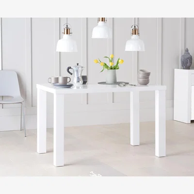 Oak&More Seattle 120cm White High Gloss Dining Table