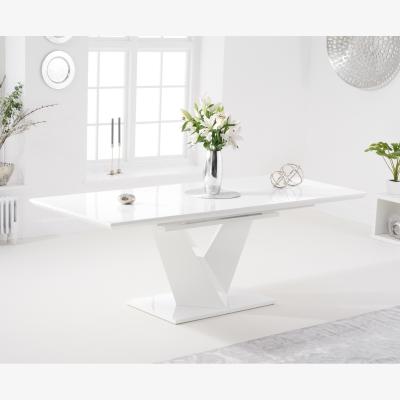 Oak&More Ex-display Halo 160cm White High Gloss Extending Dining Table
