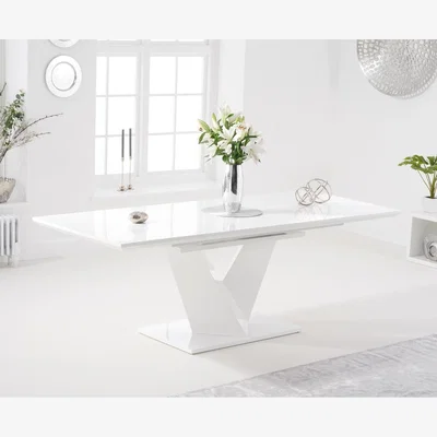 Oak&More Ex-display Halo 160cm White High Gloss Extending Dining Table