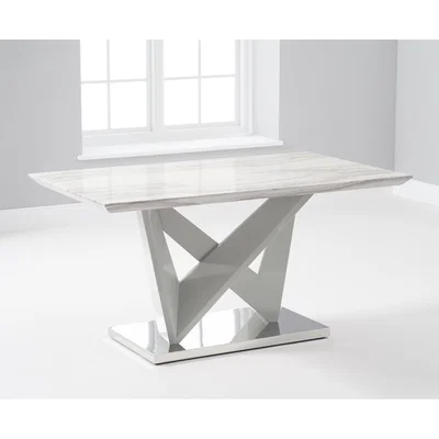 Oak&More Reims 150cm Marble Effect Carrera Light Grey Dining Table