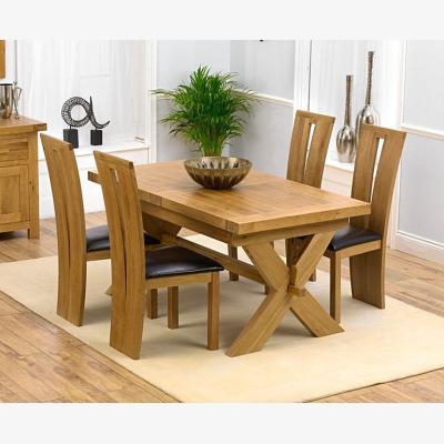 Oak&More Ex-display Bordeaux 160cm Solid Oak Extending Dining Table with 4 GREY Montreal Chairs