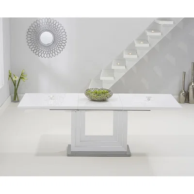 Oak&More Tula 160cm Extending White High Gloss Dining Table