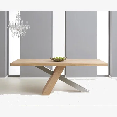 Oak&More Michigan 180cm Solid Oak and Metal Industrial Dining Table