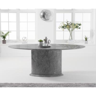 Oak&More Colby 200cm Grey Oval Marble Dining Table