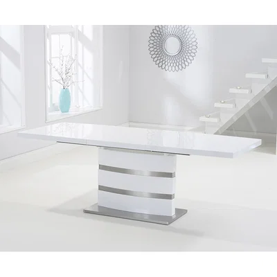 Oak&More Babington 160cm White High Gloss Extending Dining Table