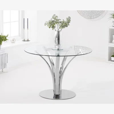 Oak&More Ex-display Aria 110cm Round Glass Dining Table