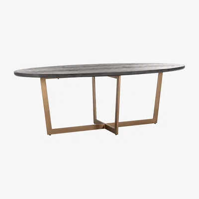 Olivia's Richmond Blackbone 6 Seater Oval Dining Table in Brass & Black