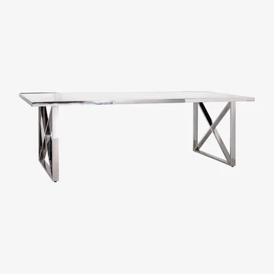 Olivia's Richmond Levanto Cross-Leg White 6-8 & 8-10 Seater Dining Table / Small