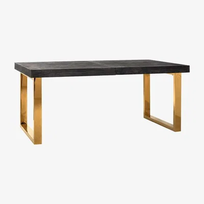 Olivia's Richmond Blackbone With Extension Gold 6 - 10 Seater Dining Table