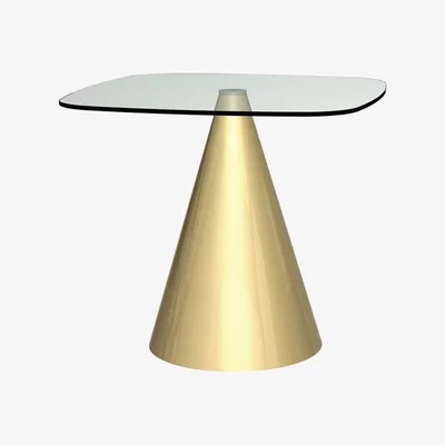 Olivia's Gillmore Oscar Clear Glass Top And Brass Base Square 4 Seater Dining Table / Small