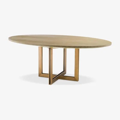 Olivia's Eichholtz Melchior Oval Dining Table in Washed Oak Veneer