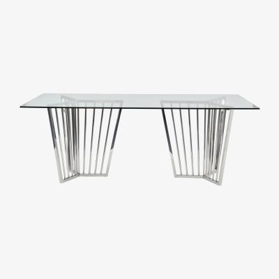 Olivia's Libra Abington Stainless Steel Frame and Clear Glass Dining Table