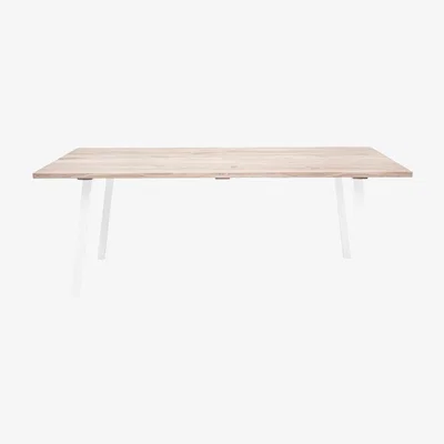 Olivia's Bloomingville Cozy Dining Table in Natural Oak & White Legs