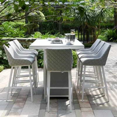Olivia's Maze Rattan Regal 8 Seat Fire Pit Bar Set Lead Chine