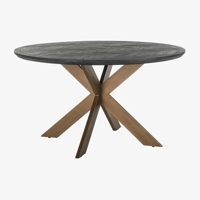 Olivia's Richmond Blackbone Round Brass Dining Table - 140cm