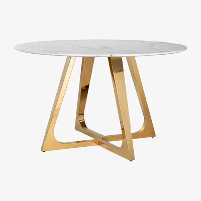 Olivia's Richmond Dynasty Gold And White Round 4 Seater Dining Table | Outlet