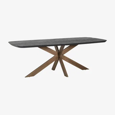 Olivia's Richmond Hayley Dining Table in Coffee Brown & Brass / 230cm