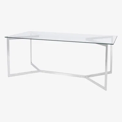 Olivia's Libra Linton Stainless Steel And Glass Dining Table