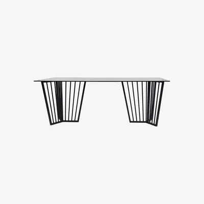 Olivia's Libra Urban Botanic Collection - Abington Black Frame and Tinted Glass Dining Table