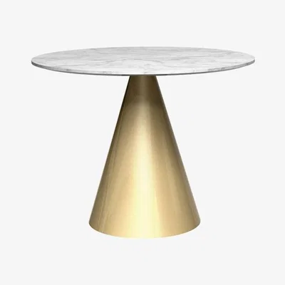 Olivia's Gillmore Oscar White Marble Top And Brass Base Round 4 Seater Dining Table