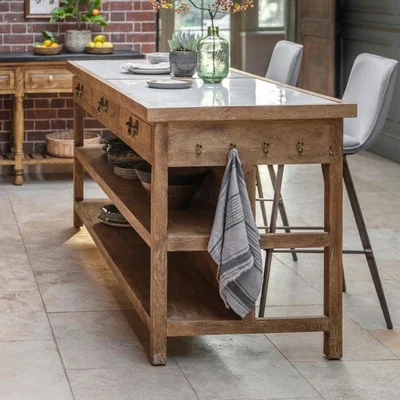 Olivia's Gallery Interiors Chigwell Kitchen Island White Dining Table | Outlet